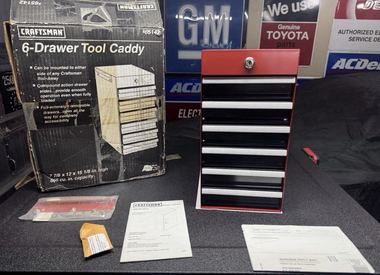 Rare Nos Craftsman 6 Drawer Tool Caddy Side Hanging Tool Box Chest Red 65142 USA
