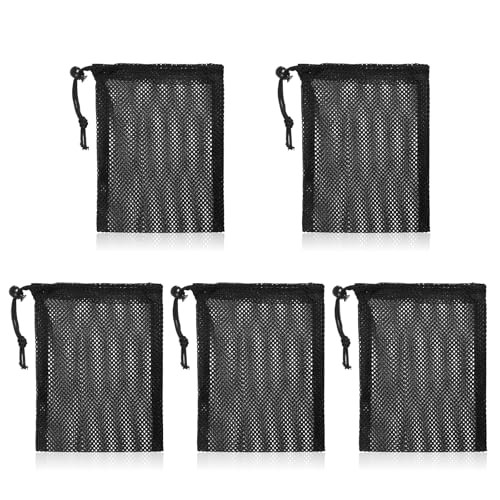 Small Drawstring Bags, 5 Pieces Small Mesh Bags Nylon Net Balls Gift Bag 6 X 8