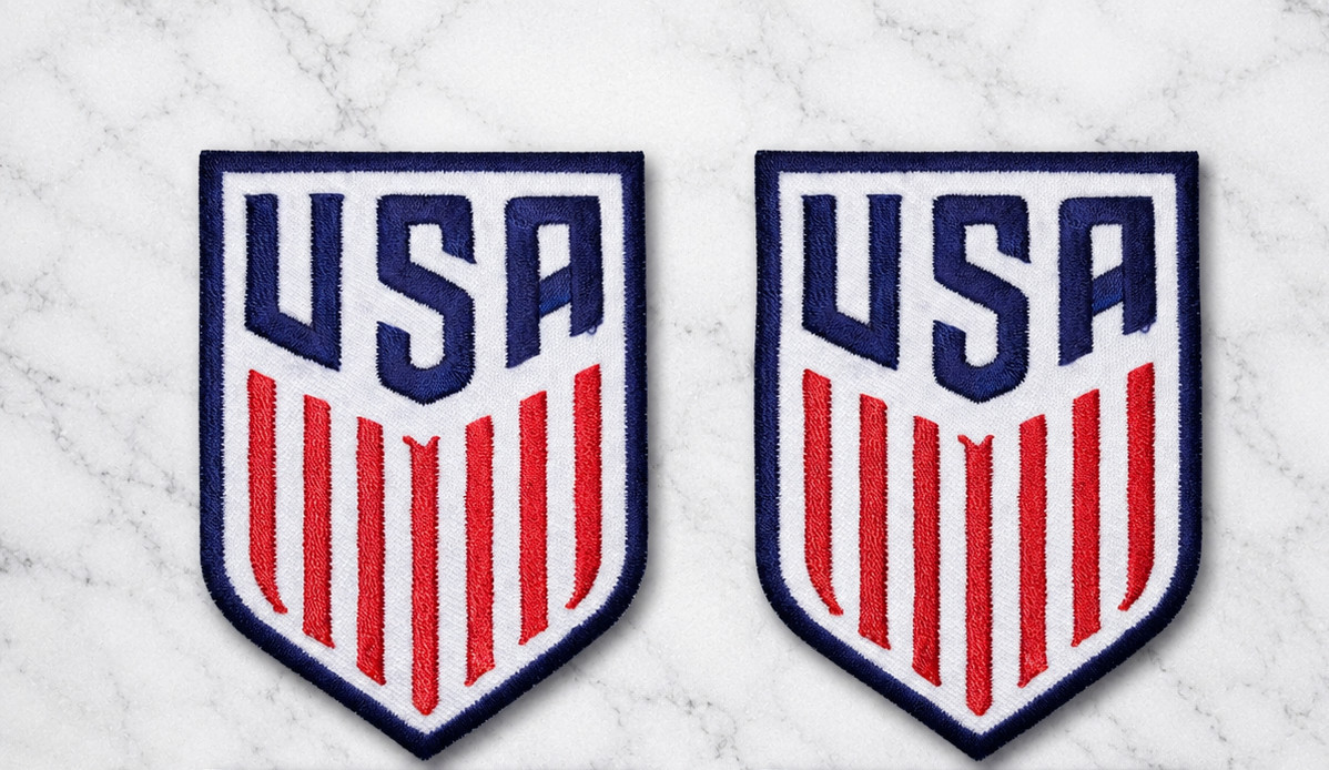 USA SOCCER BADGE 2 PACK EMBROIDERED IRON ON PATCH FREE SHIPPING&TRACKING