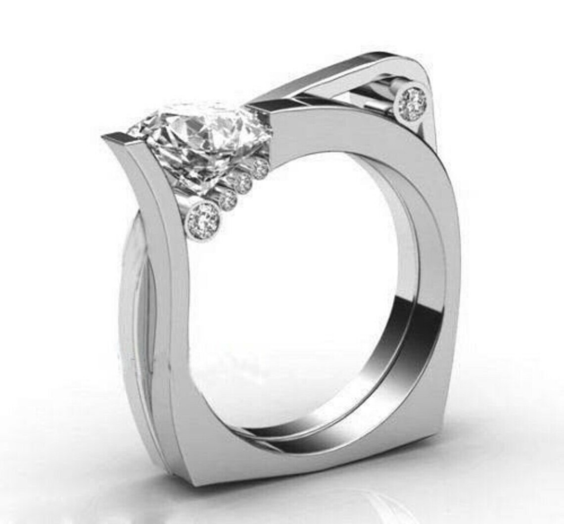 3.10 Ct Round Cut Lab-Created White Diamond Wedding Ring 925 Sterling Silver