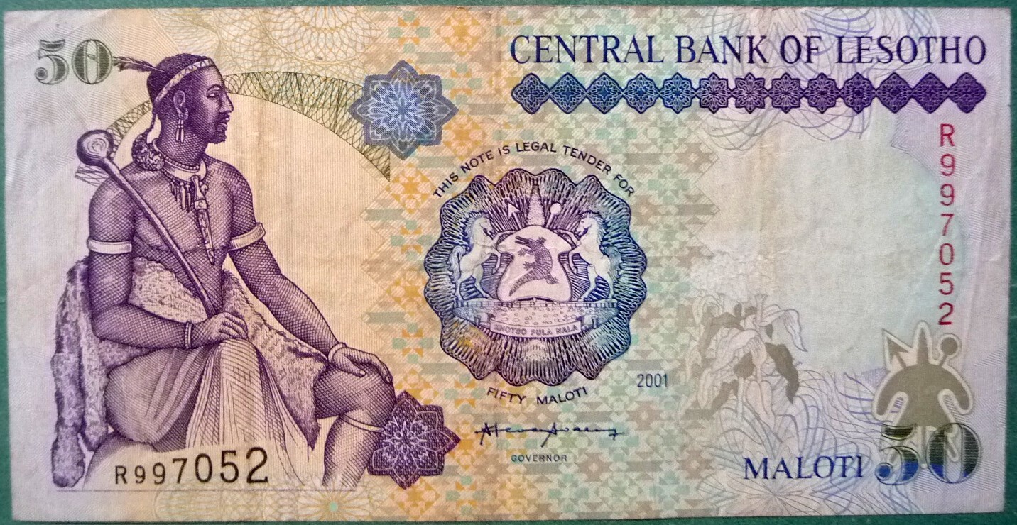 LESOTHO 50 MALOTI  NOTE , P17 , 2001 ISSUE