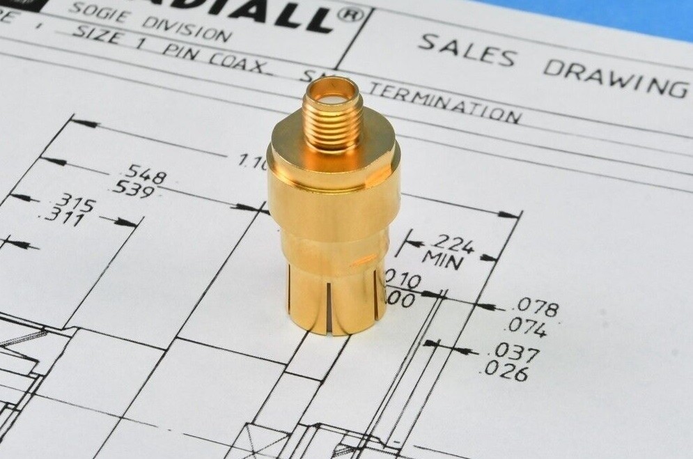 Size 1 Coax to SMA Adapter for ARINC 600 Backplane Connector Radiall Aerospace