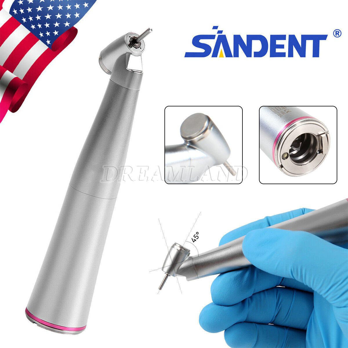 Dental 1:4.2 45° Contra Angle Surgical LED Fiber Optic Handpiece fit NSK Z45L CE
