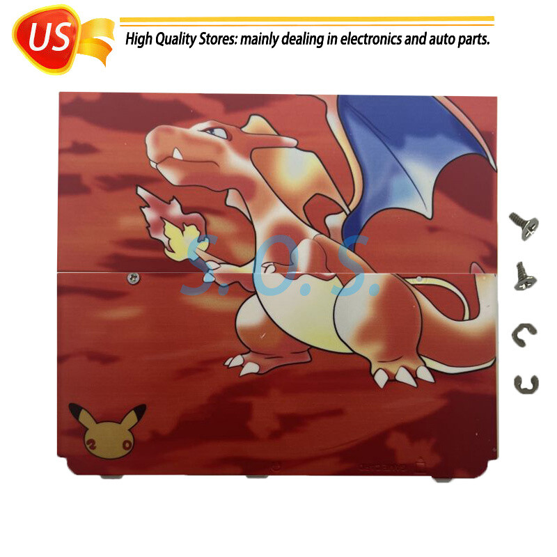 Pokemon Red Charizard Battery Cover Housing Shell Case Set For Nintendo New 3DS