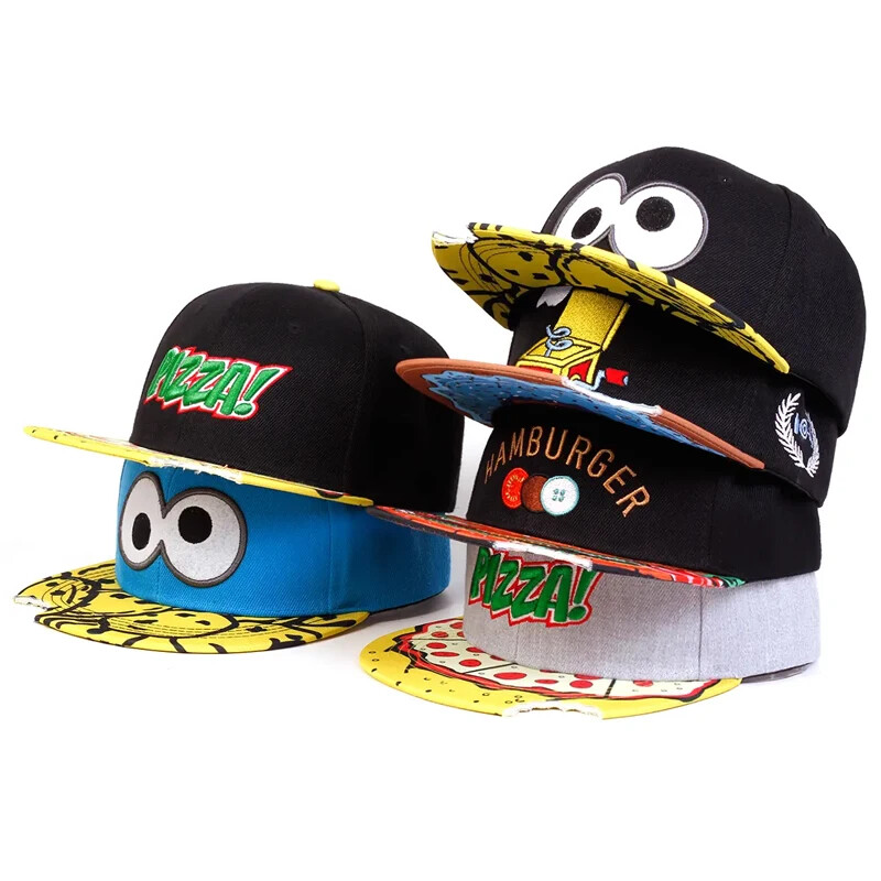 Unisex Eye PIZZA Embroidery Hip-hop Hats Outdoor Summer Adjustable Baseball Caps