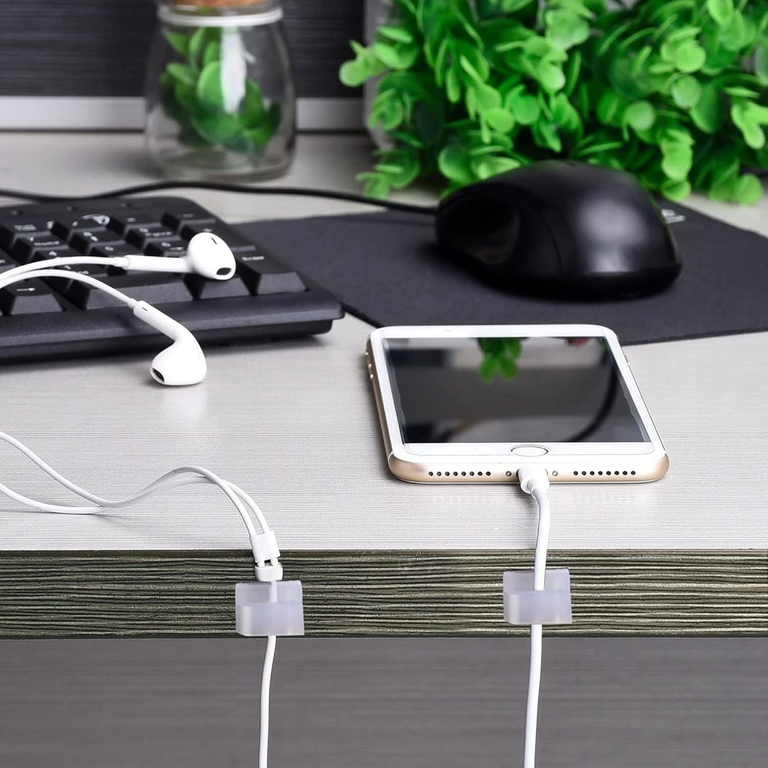 Small 100 Pcs Self-Adhesive Cable Clips - Effortless Wire Management Solution