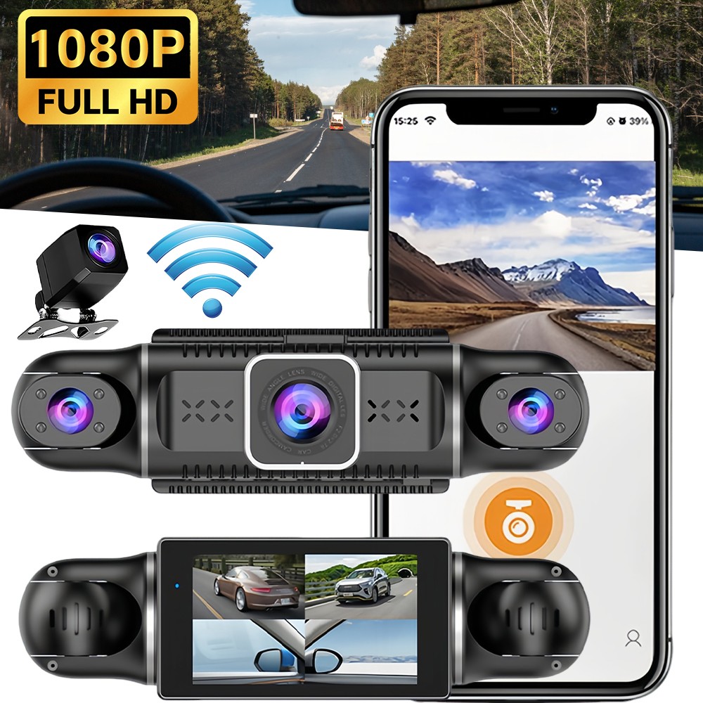 360 Degree View 4 Channel Dash Cam Front and Rear Inside Left Right, Dash Camera