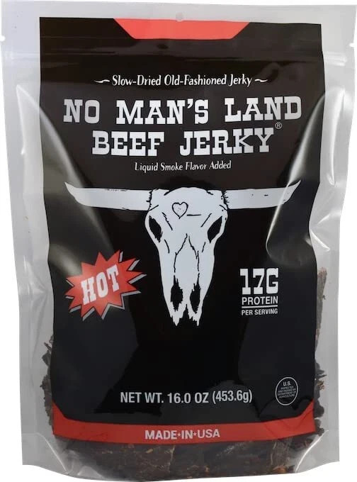 No Man’s Land HOT Beef Jerky High Protein Low Calorie Low Carb Beef Snack 16o...