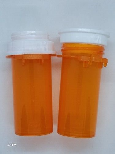 10 Pack, 10 Dram Tab Lock Reversible Pill Herb Vials Bottles w/lids, Amber