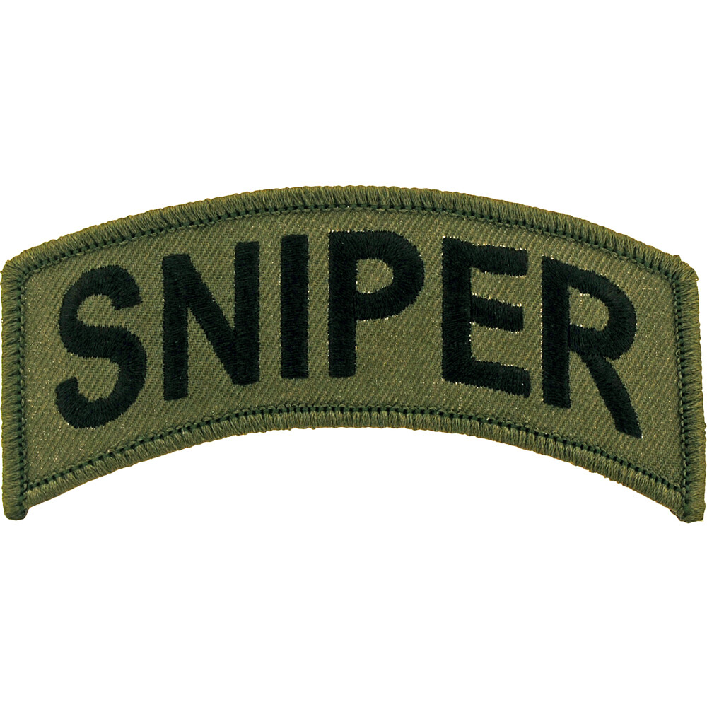 ARMY TAB "SNIPER" (SUBDUED) Embroidered Shoulder Patch 4" X 1-1/2" (0617)