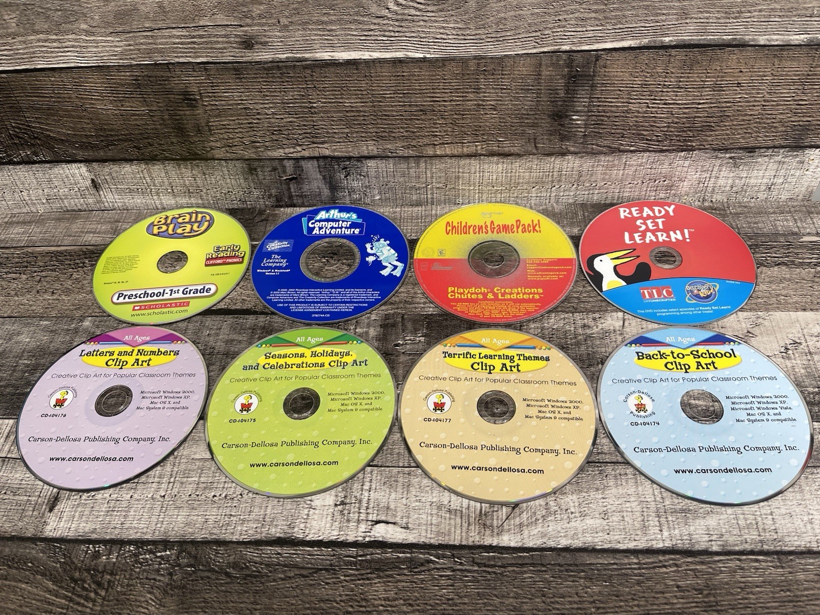 Children's Educational Software Lot Of 8 CDS.(not tested)game pack, brain play