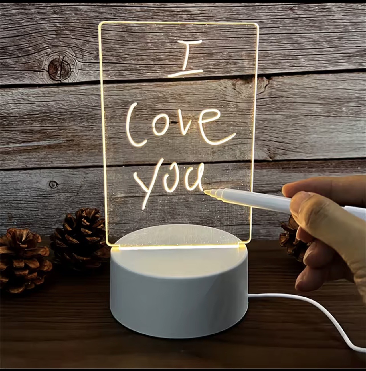 شفافة مضيئة LED أضواء ليلية USB مضيئة الاكريليك ضوء الليل قابل للمسح كتابة رسال