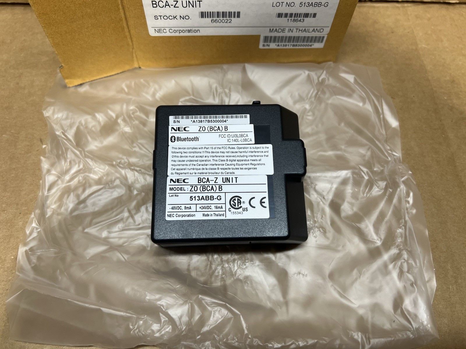 NEC 660022 BCA-Z Unit BCA Bluetooth Connectivity Adapter *NEW*