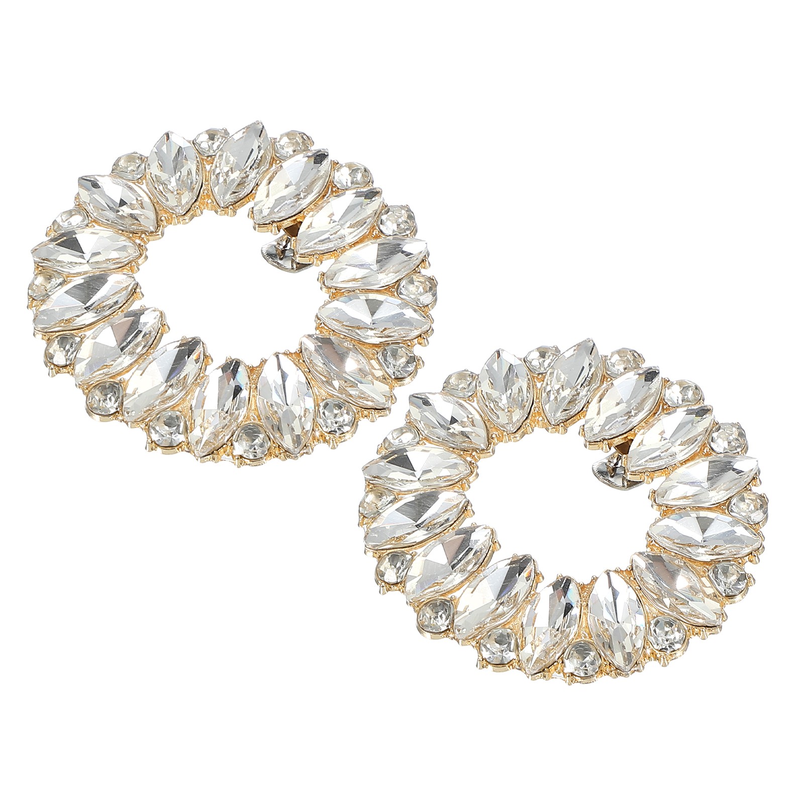 1 Pair Rhinestone Shoe Clips Detachable Classic Bow Heels Accessories, Gold
