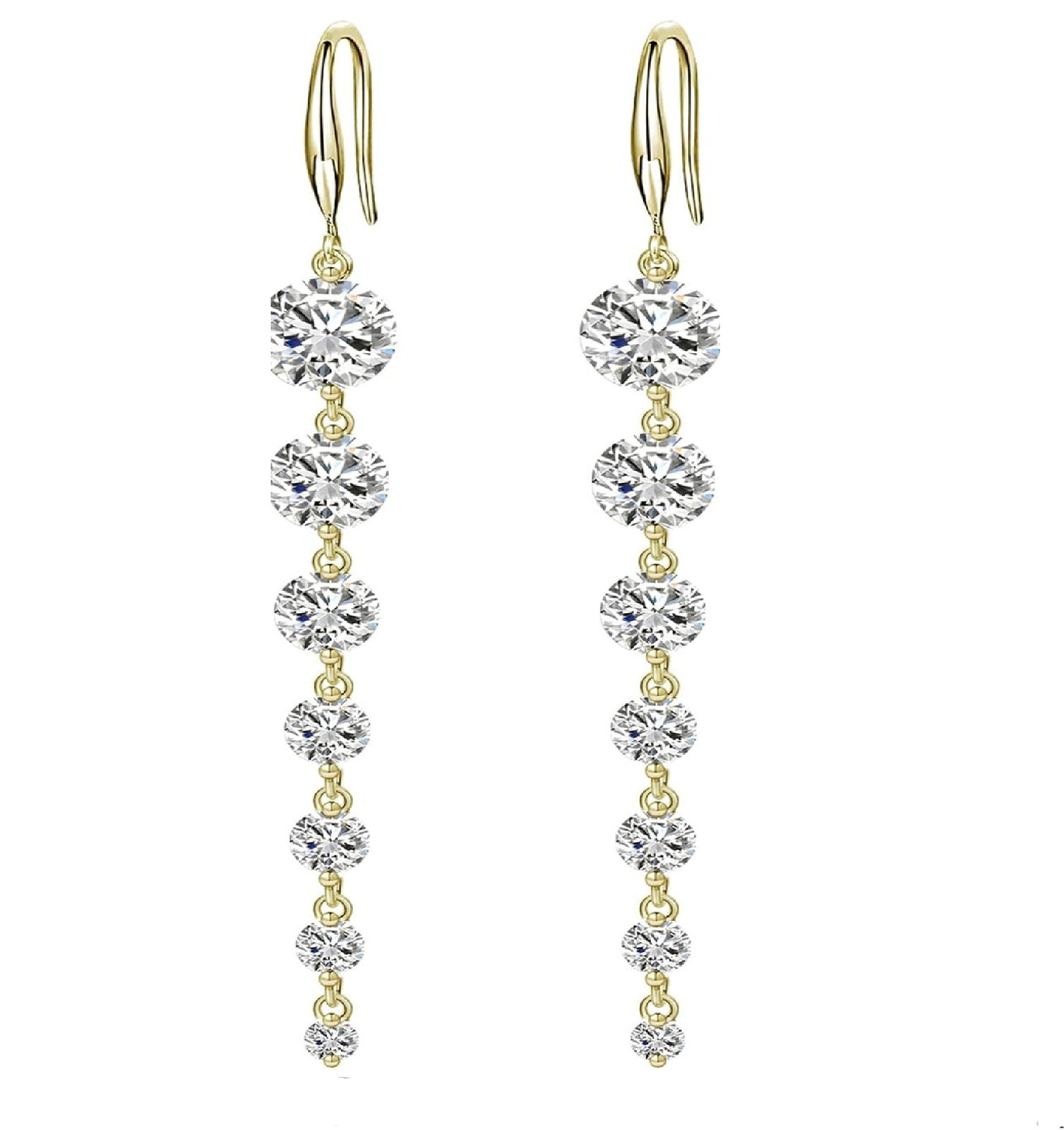 Long Hanging Dangle Earrings for Women Wedding Party Prom Homecoming, Cubic Zirc