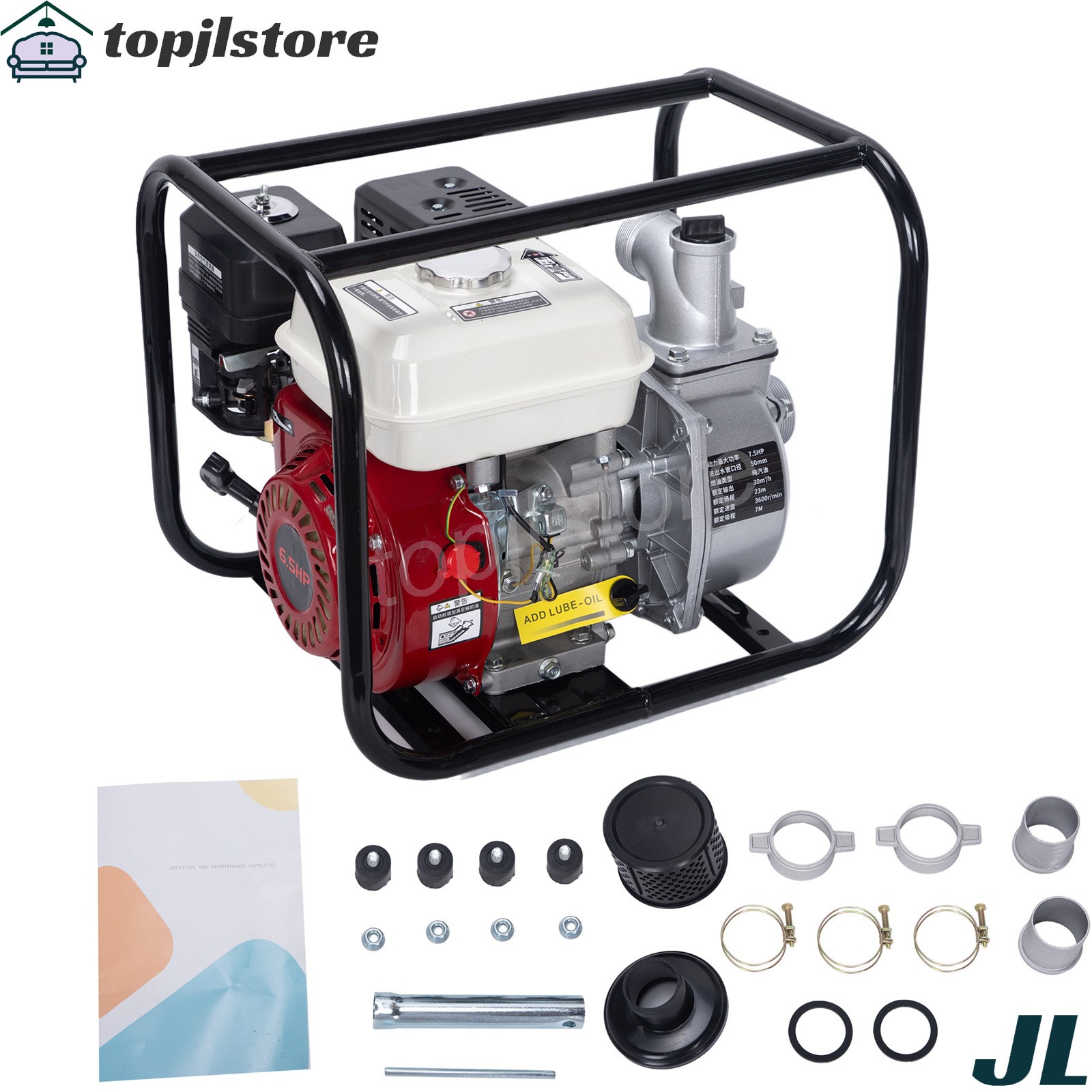 6.5 HP 4-Stroke Gas-Powered Water Transfer Pump 2" 212CC 158GPM Semi-Trash Pump