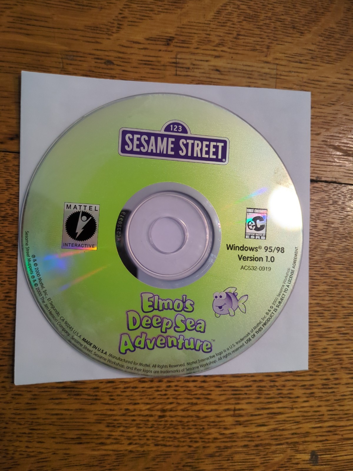 SESAME STREET Mattel Elmo's Deep Sea Adventure Kid Mattel Windows 9598 disc only