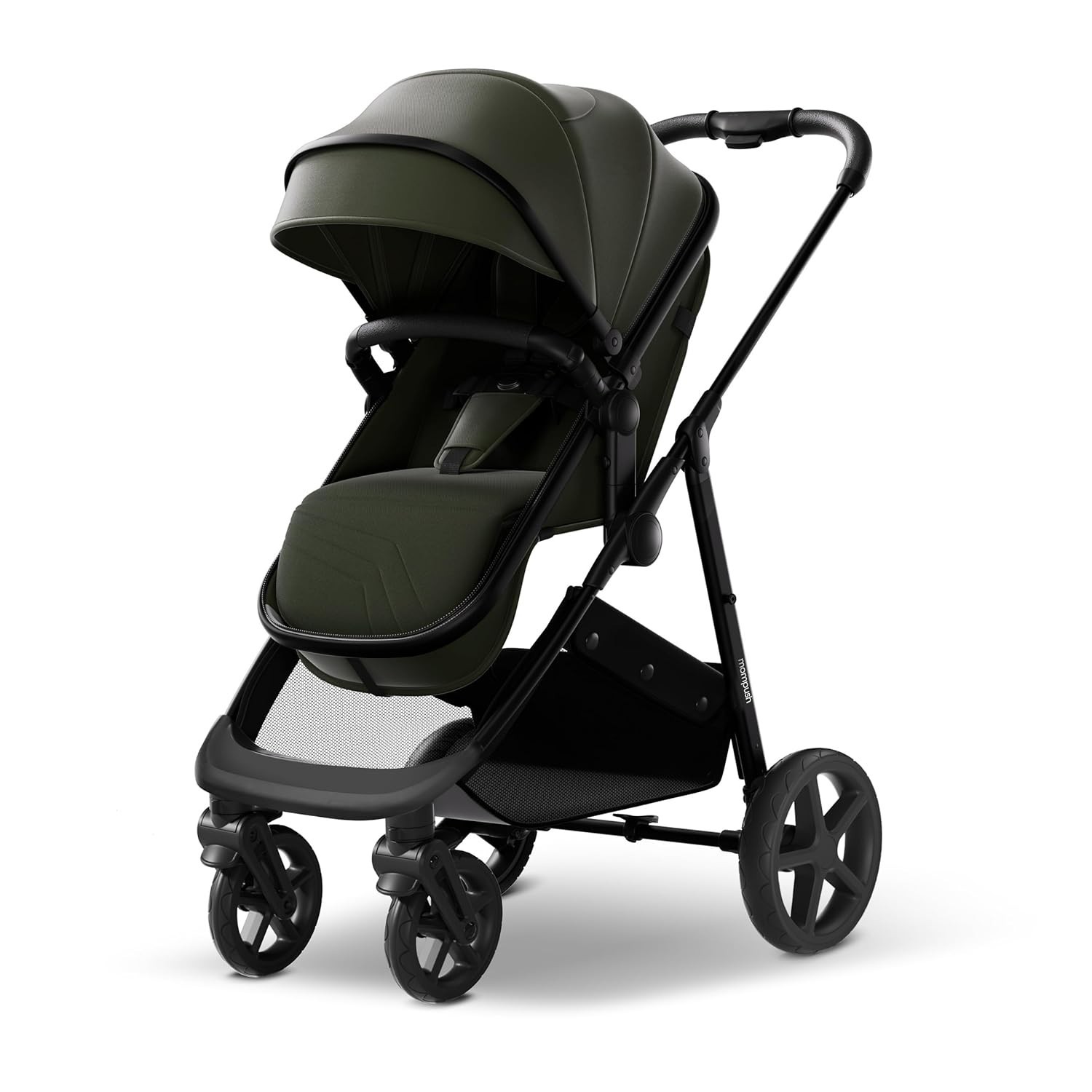 Mompush Wiz 2 in 1 Baby Stroller with Infant Pramette Mode One Hand Fold, Forest