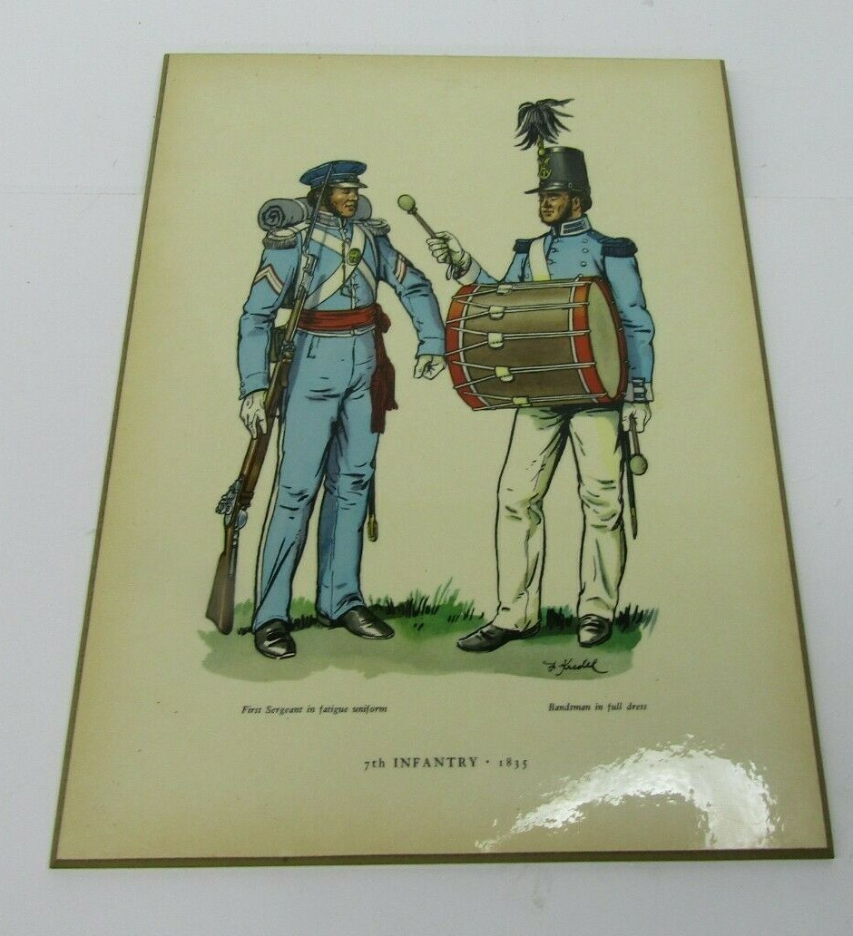 Fritz Kredel 7th Infantry 1835 Color Plate 9 1/4" X 12 1/4"