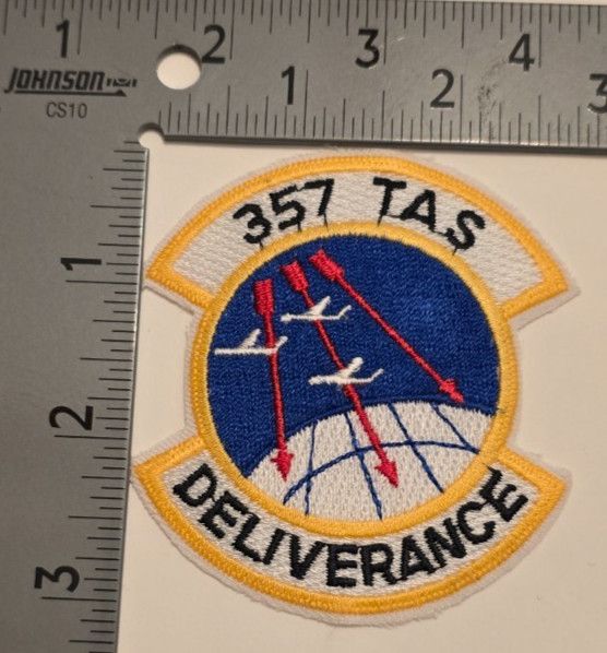 DELIVERANCE 357 TAS TACTICAL AIRLIFT SQUADRON US AIR FORCE EMBROIDERED PATCH