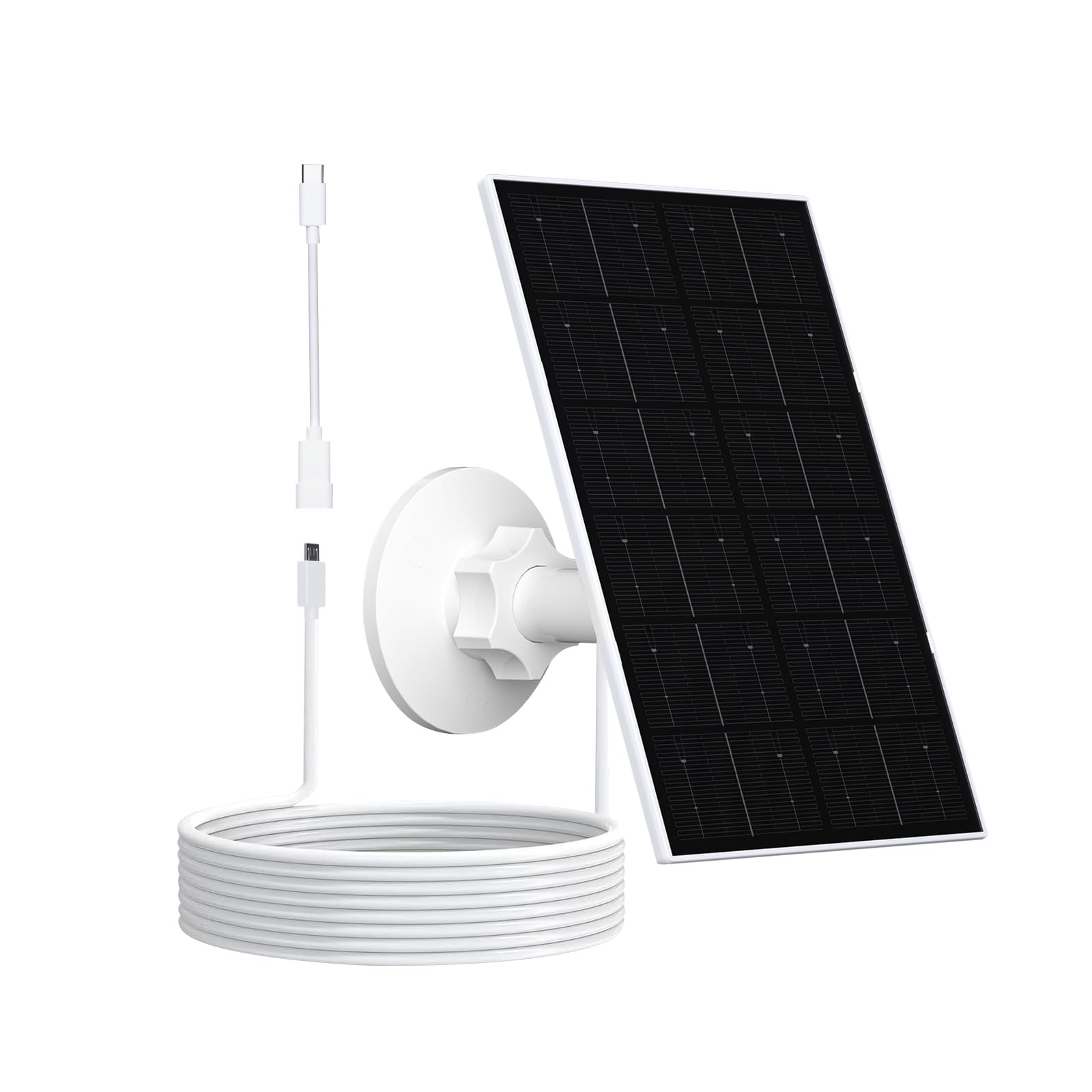 Panel solar de 4 W para cÃ¡mara de seguridad, soporte ajustable USB-C/Micro