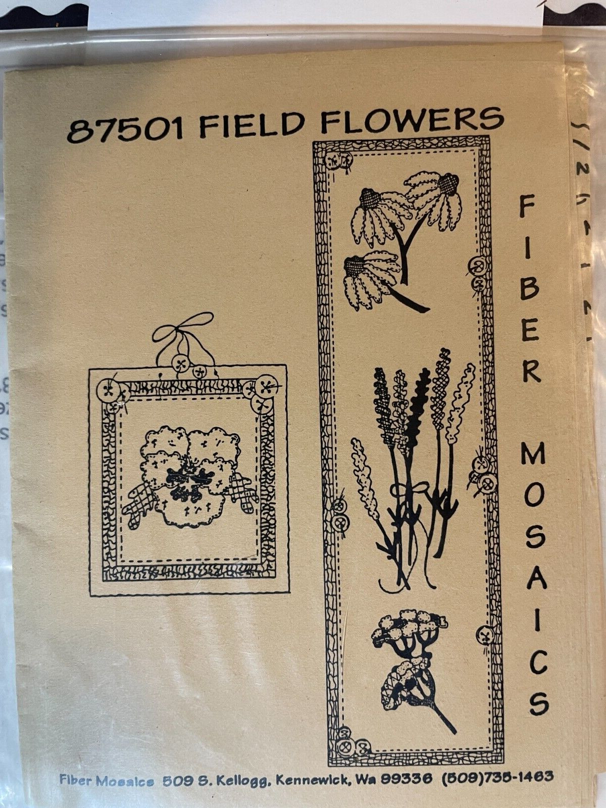 87501 "Field Flowers" Set of Three Fiber Mosaics Wall Hangings Pattern