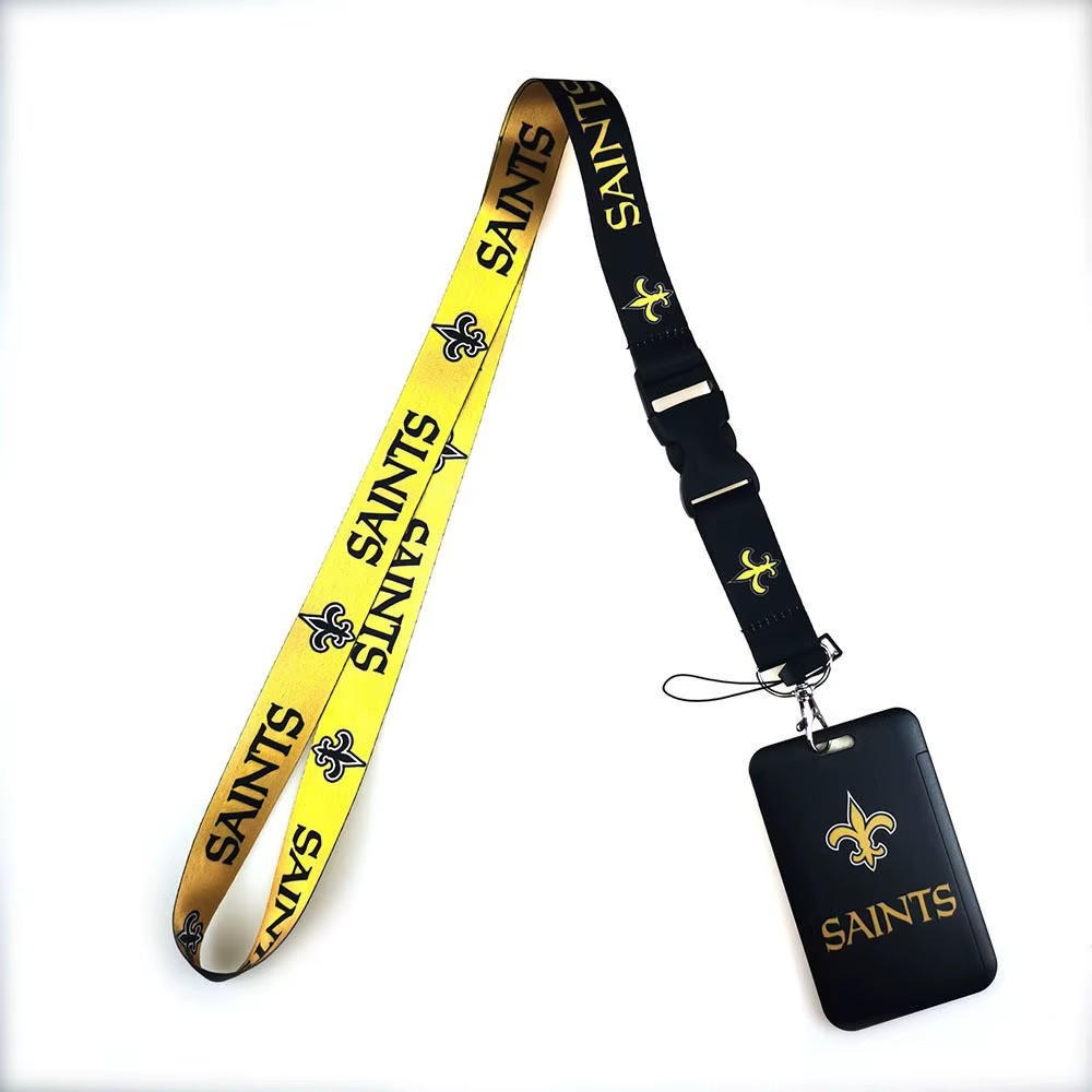 New Orleans Saints NFL Lanyard w/ ID Badge Holder Reversible 2-Sided