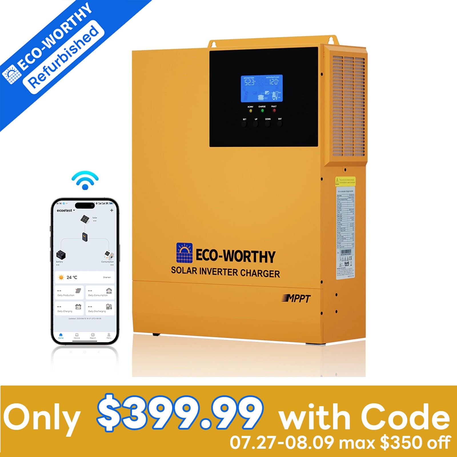 ECO-WORTHY 3500W 48V Solar hybrid Inverter MPPT 80A Controller for Solar Kit