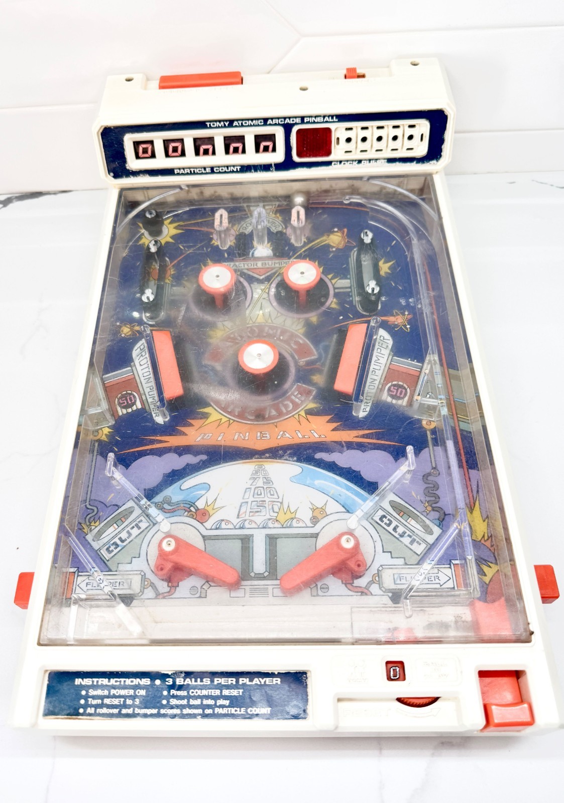 Vintage 1979 TOMY Atomic Arcade Pinball Electronic Tabletop Game Made in Japan