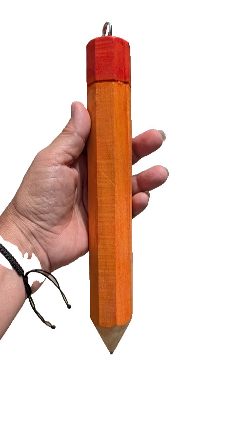 A&E Cage01405 Large Parrot Pencil Bird Toy made of wood orange and red