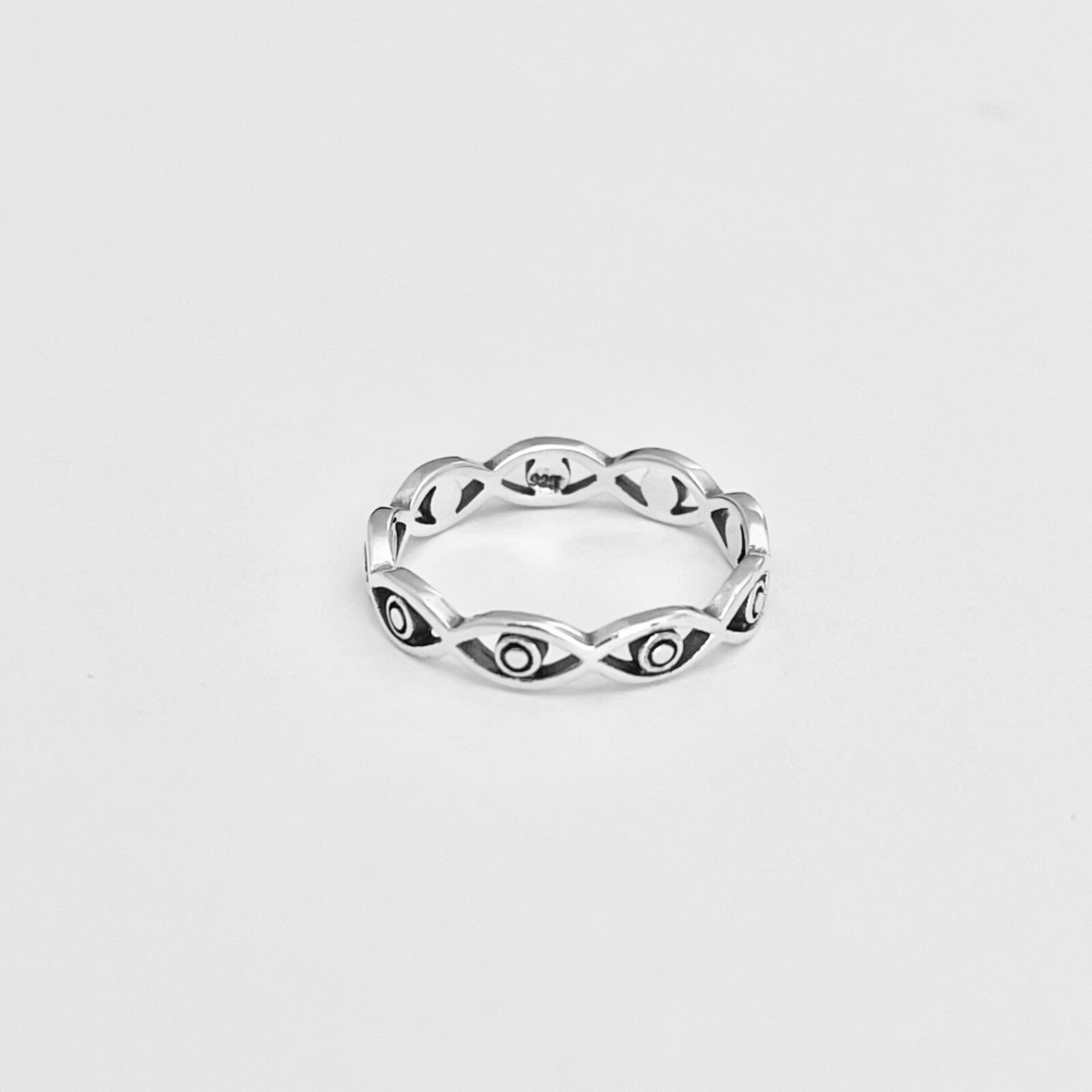 Sterling Silver Eternity All Seeing Eye Ring, Silver Rings, Religious Ring