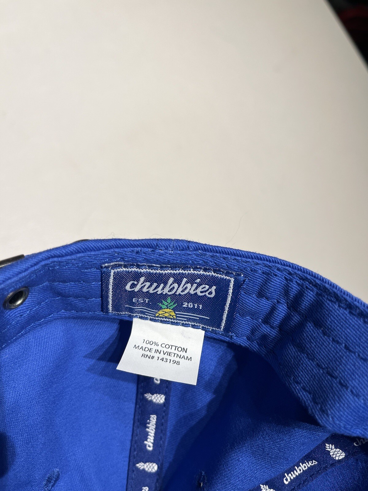 Chubbies Hat Cap Blue Beach Golf Casual Strap Back Cotton Pineapple Print NEW