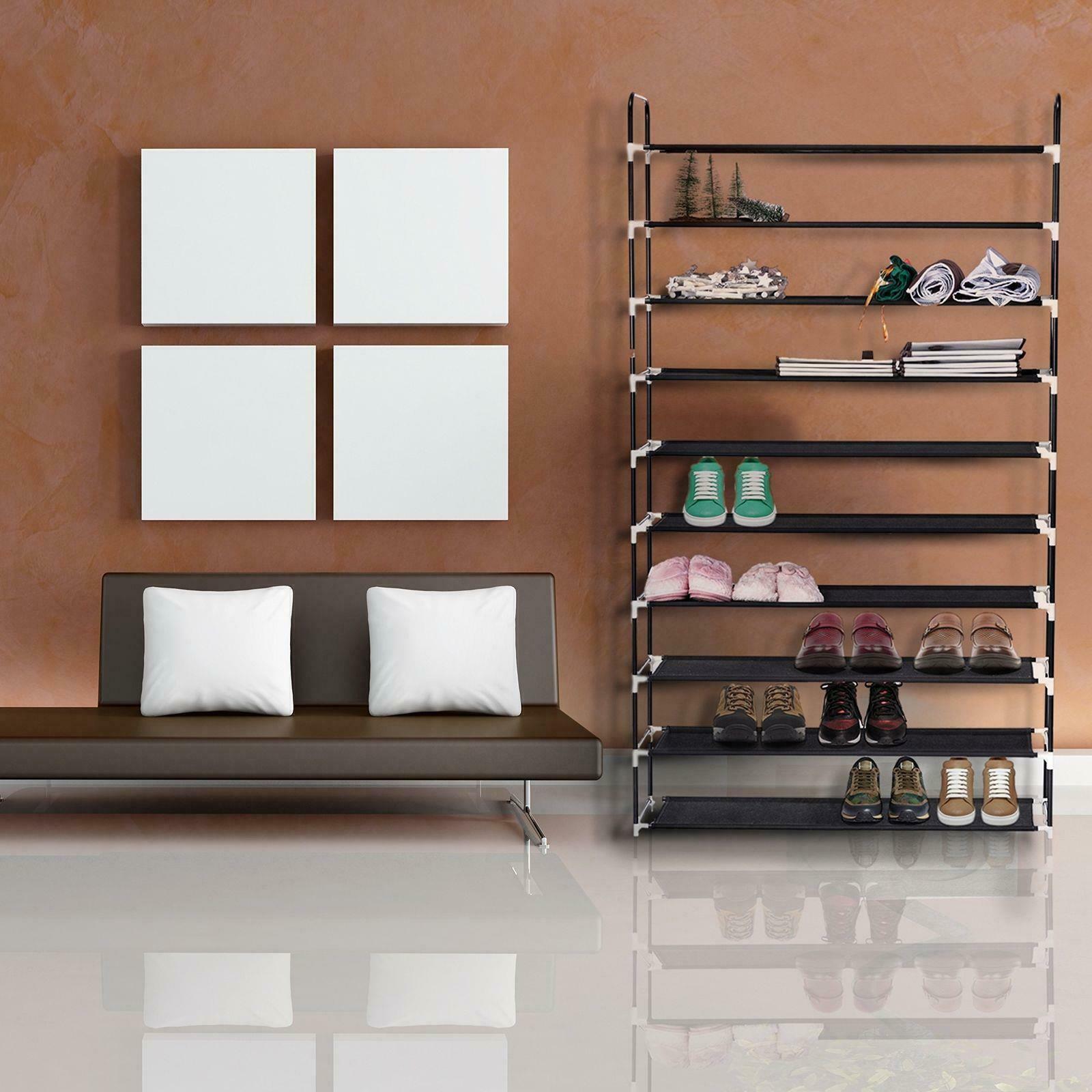 Large Shoe Rack Organizer Storage Pairs Shoes Shelves Space 10 Tier 50 Pairs BK