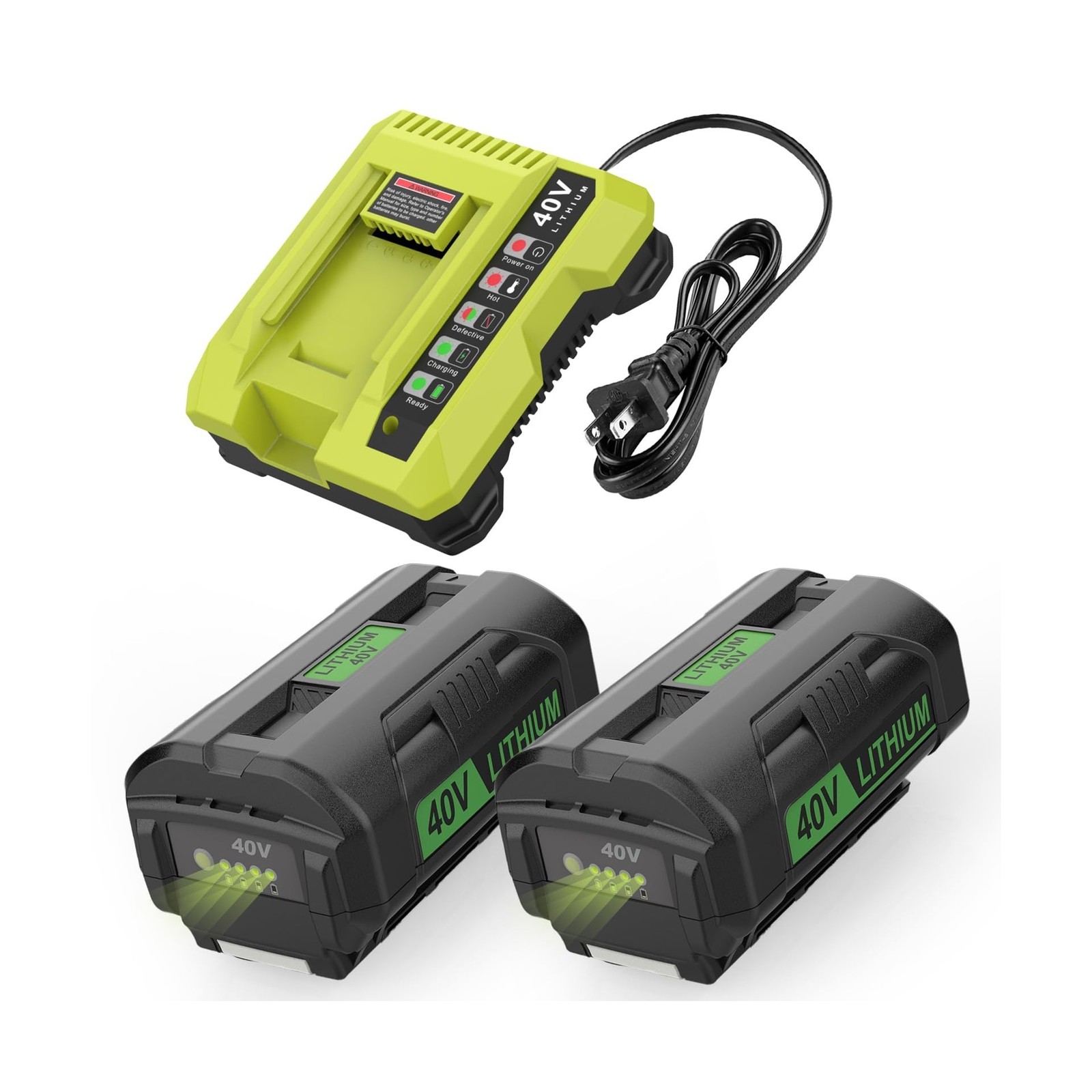 2Packs 7.5Ah OP4060A Battery and OP401 Charger Combo Replacement for Ryobi 40...