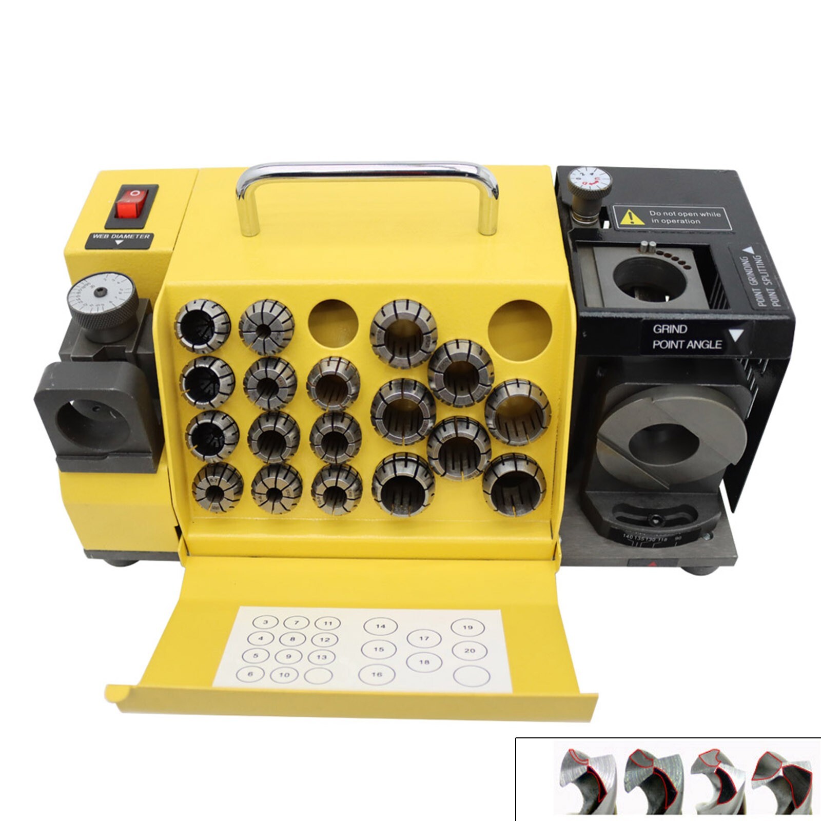 Drill Bit Grinding Machine Sharpener CBN Grinding Wheel 18Collets ф3-ф20 4400rpm