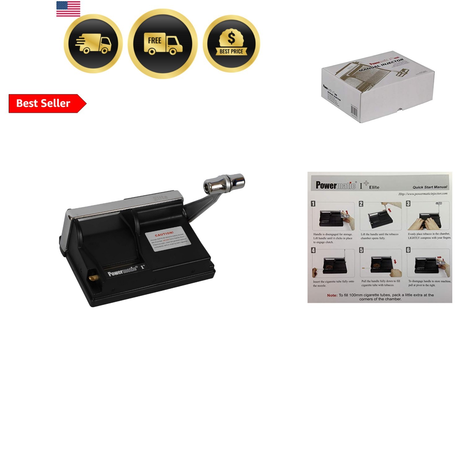 I Elite Cigarette Maker with Accessories Black Metallic