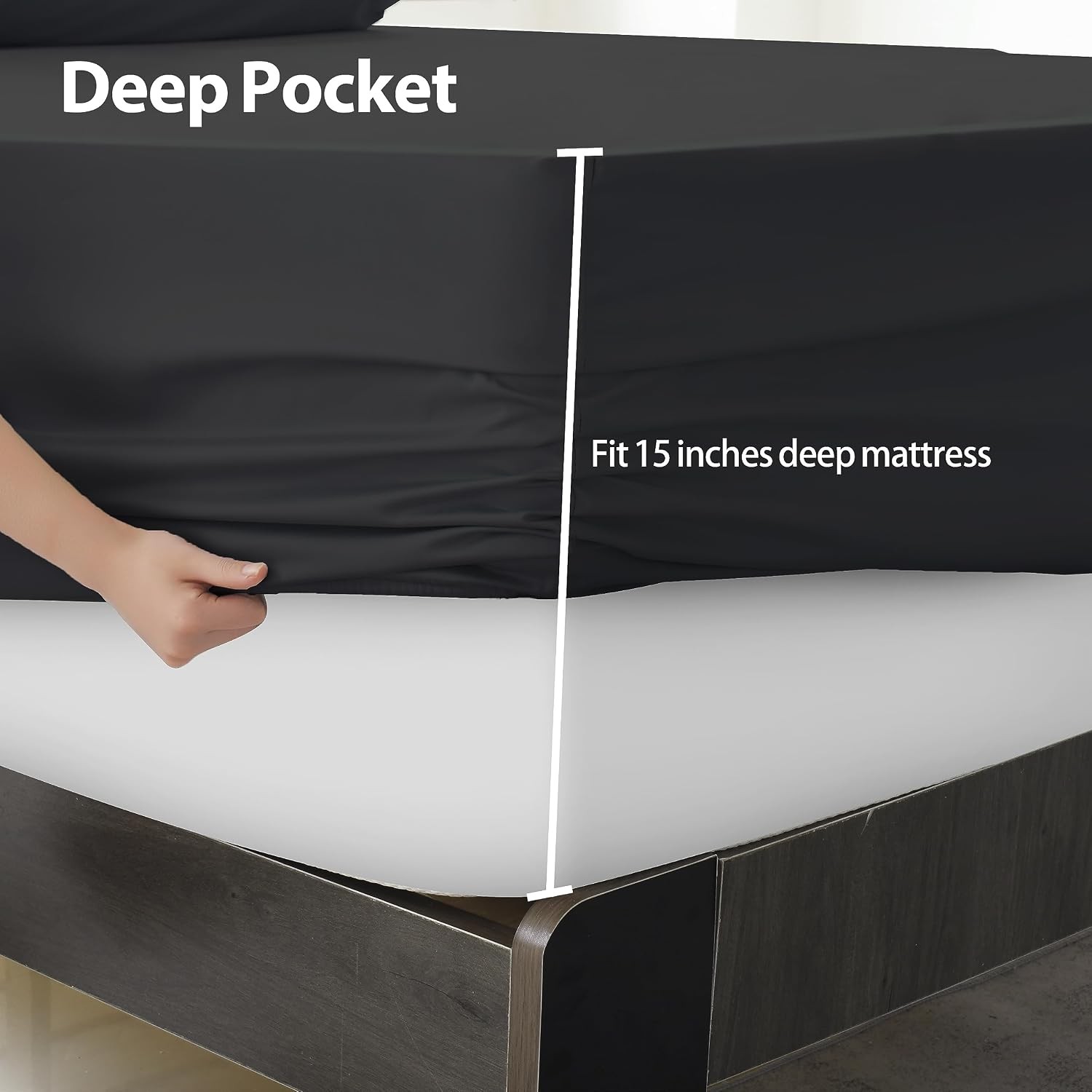 2-Pack Pure Cotton Fitted Sheet King Size, 600 Thread Count 16" Deep Pocket