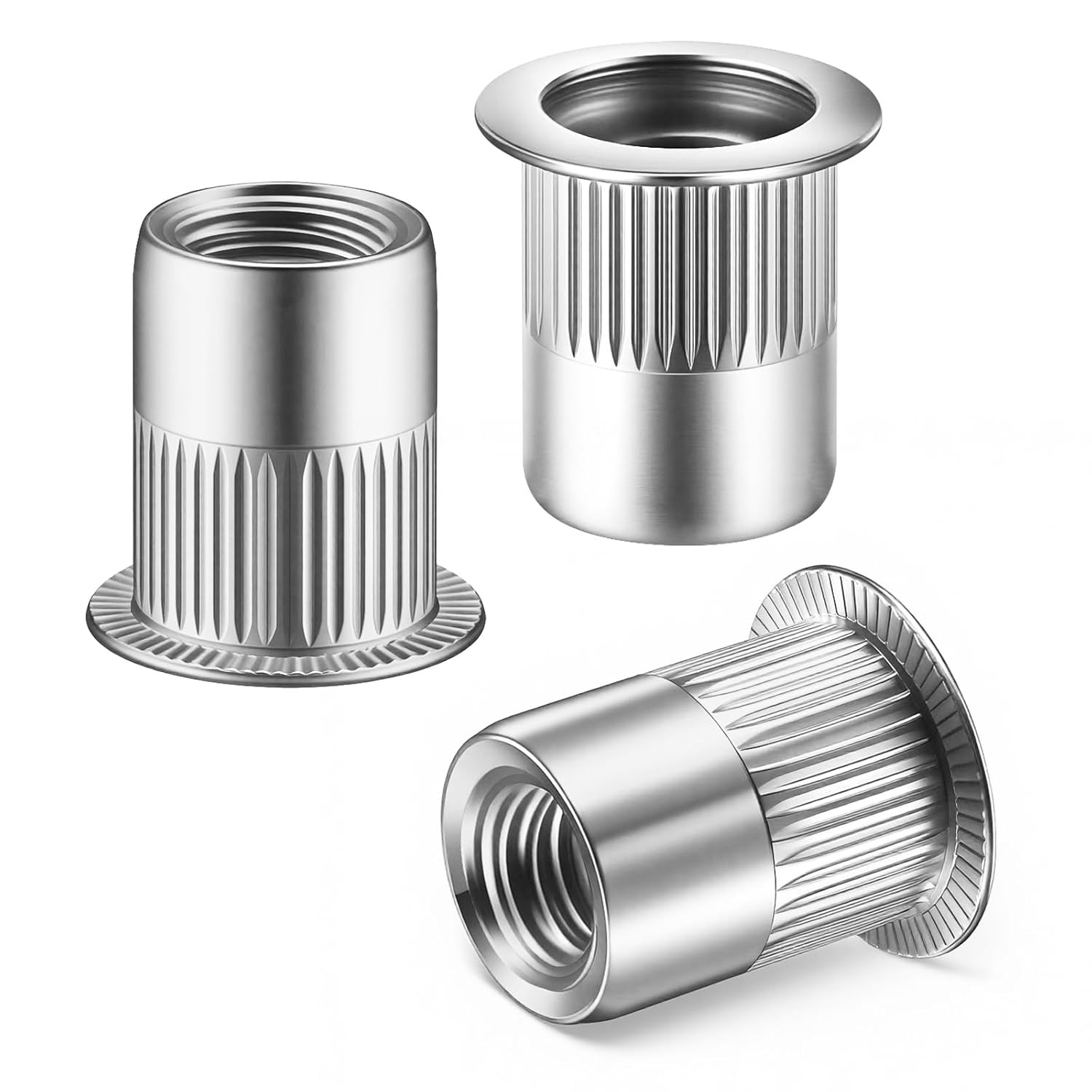 75Pcs Rivet Nut M8 Stainless Steel 304 Flat Head Rivnut Threaded Insert Nutsert