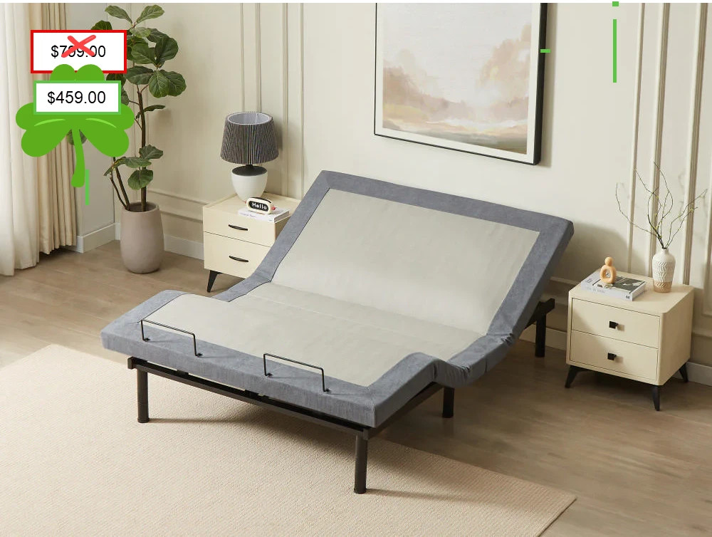 SmartFlex SF500 Remote Control Ergonomic Adjustable Bed Frame - FREE SHIPPING.