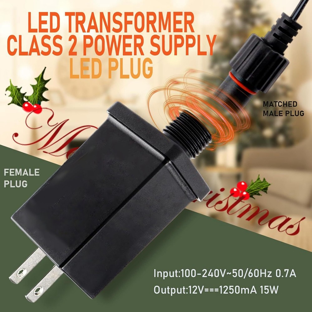 2PCS Replacement Yard Inflatable Adapter 12V 1A,Class 2 Supply with 9.84ft5124