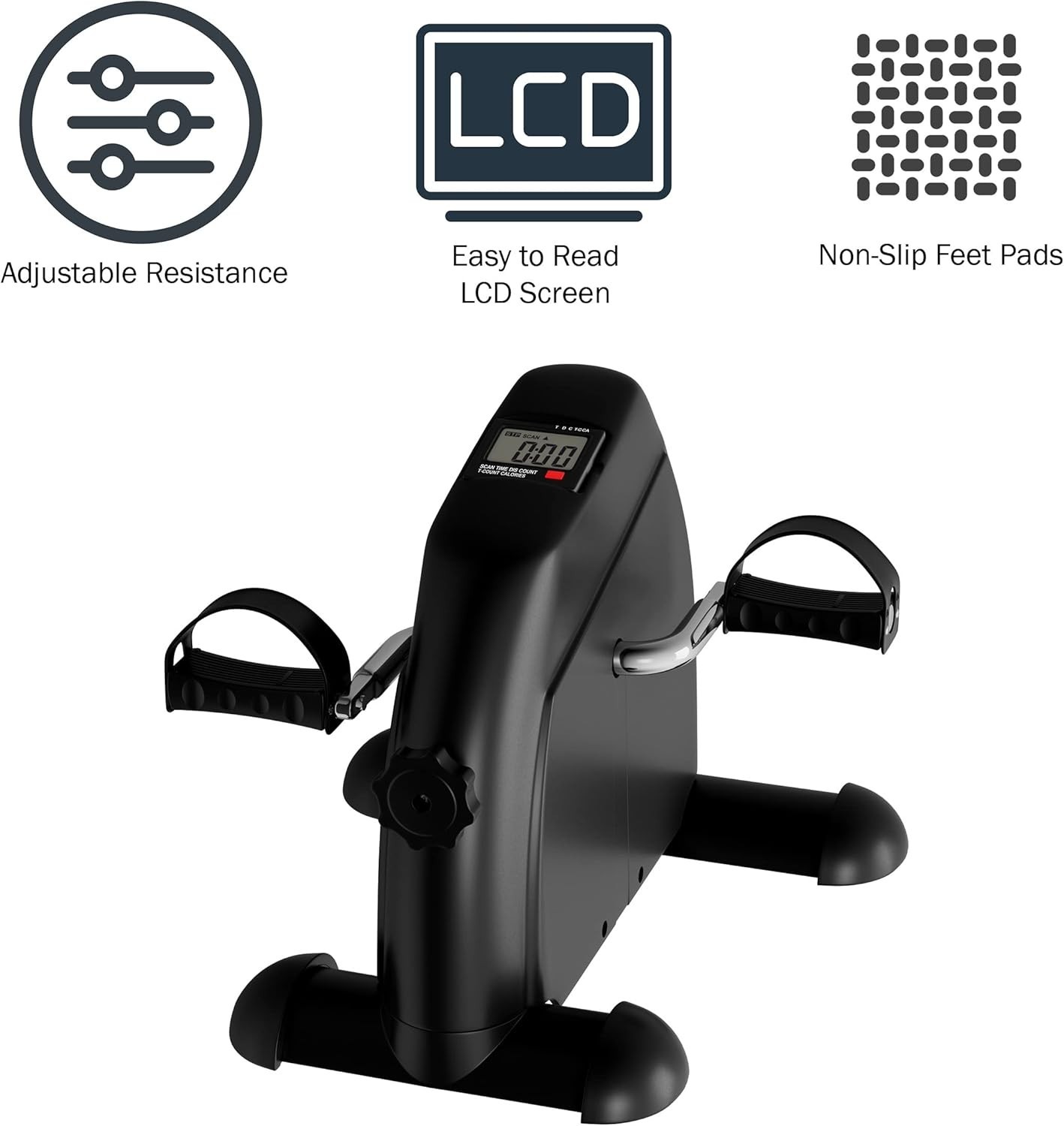 Under Desk Bike & Pedal Exerciser for Home Workouts - LCD Display & Adjustabl...