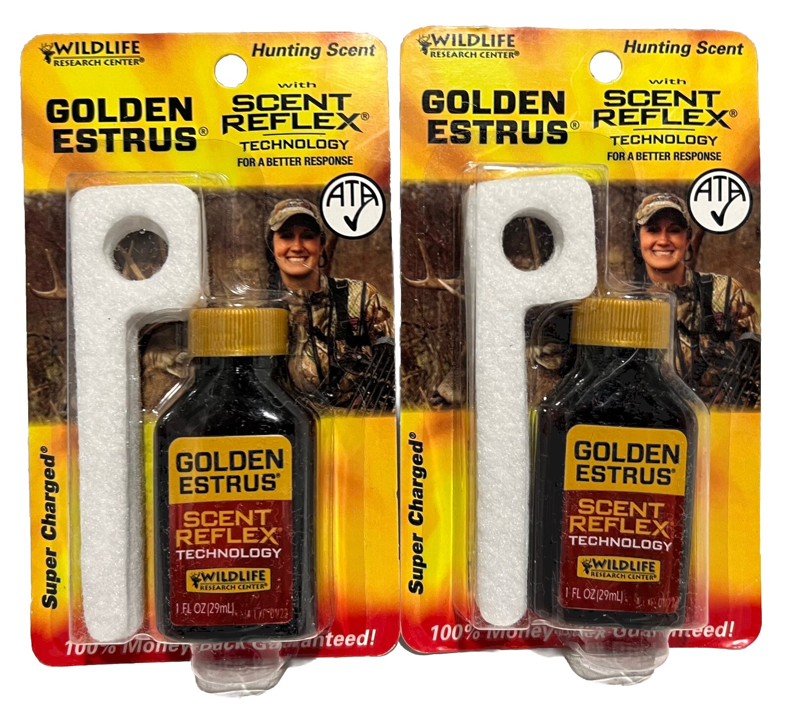 2 Golden Estrus Hunting Scent 1 oz Scent Wicks EXP 01/22 Wildlife Research