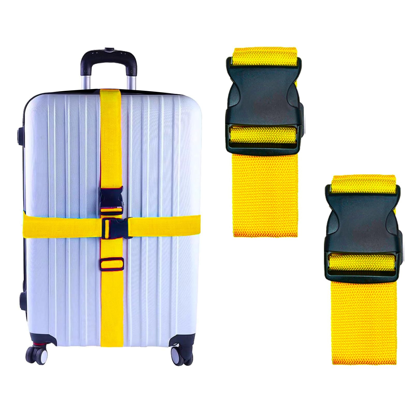 2 Pack Suitcase Belts, Adjustable Luggage Straps, Bright Colors Travel Packing S