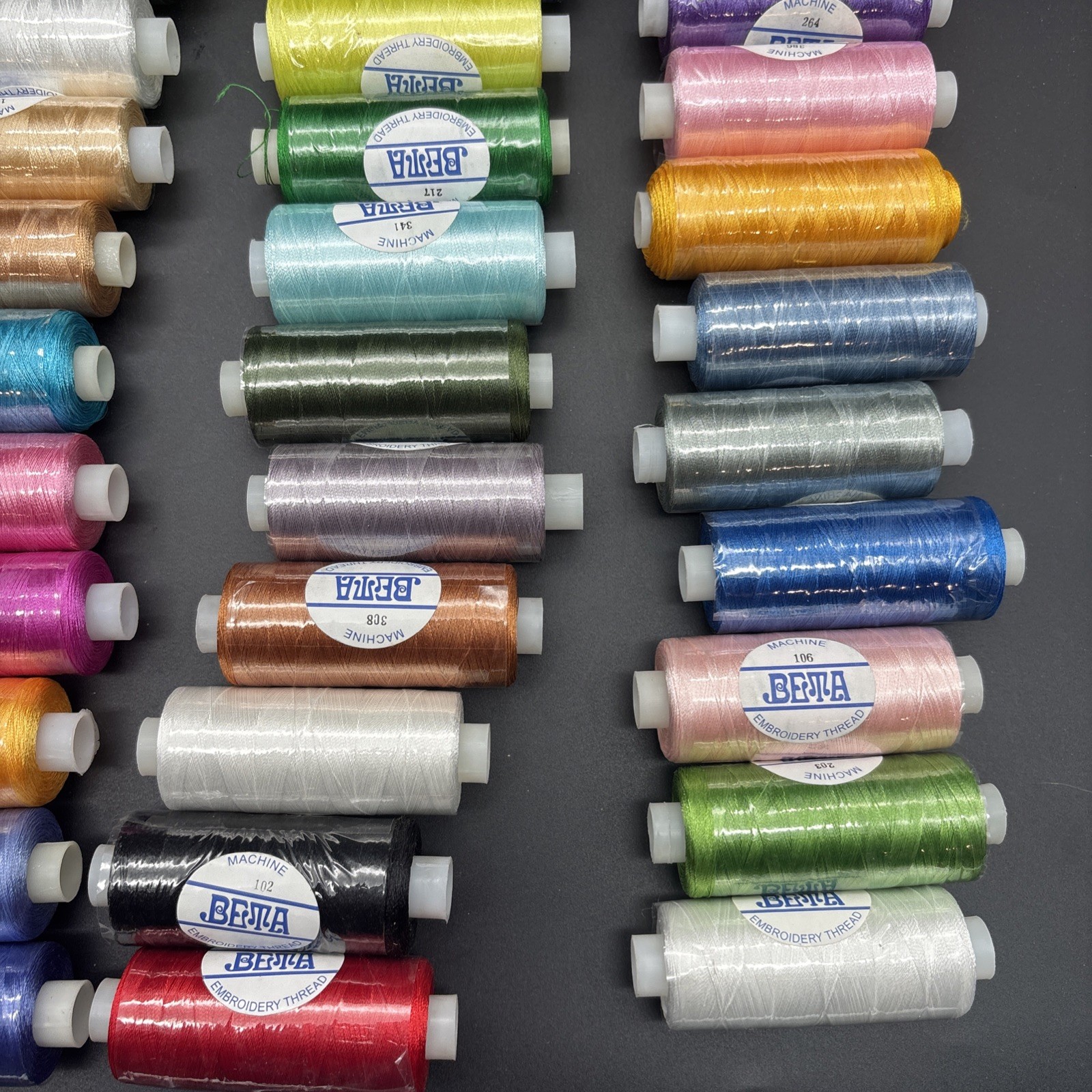 Beta Brand Polyester Embroidery Machine Thread 47 Spools Multiple Colors
