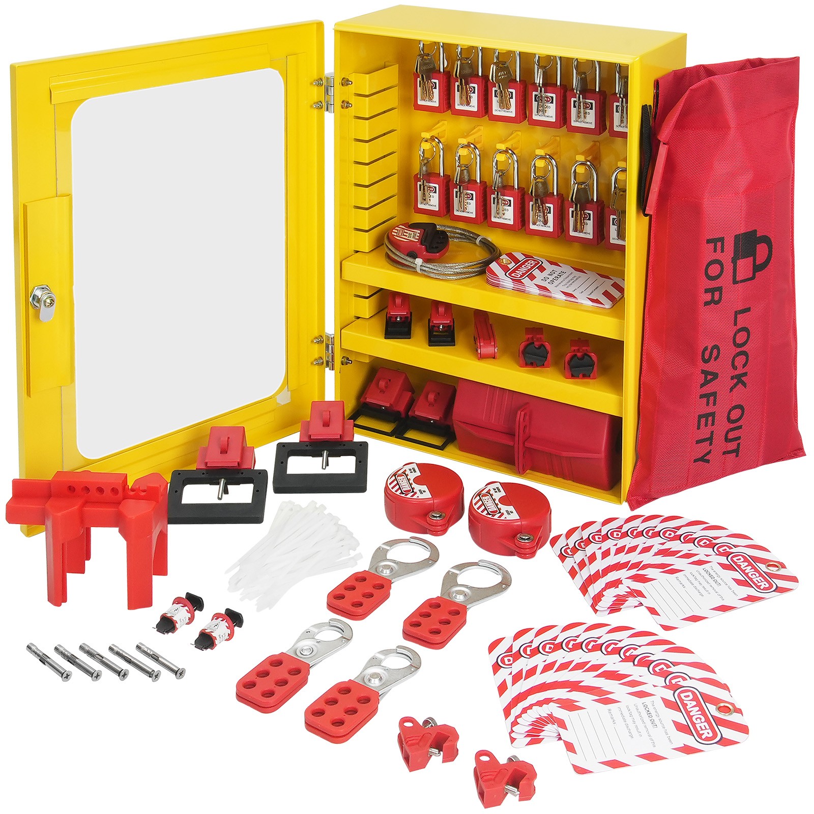 VEVOR 59 PCS Electrical Lockout Tagout Kit Safety Padlocks Hasps Tags Ties Locks