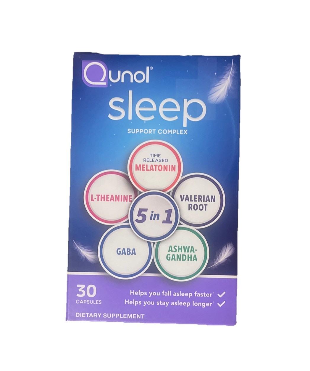 Qunol Sleep Support Complex 5:1 Time Release Melatonin 30ct exp 03/26