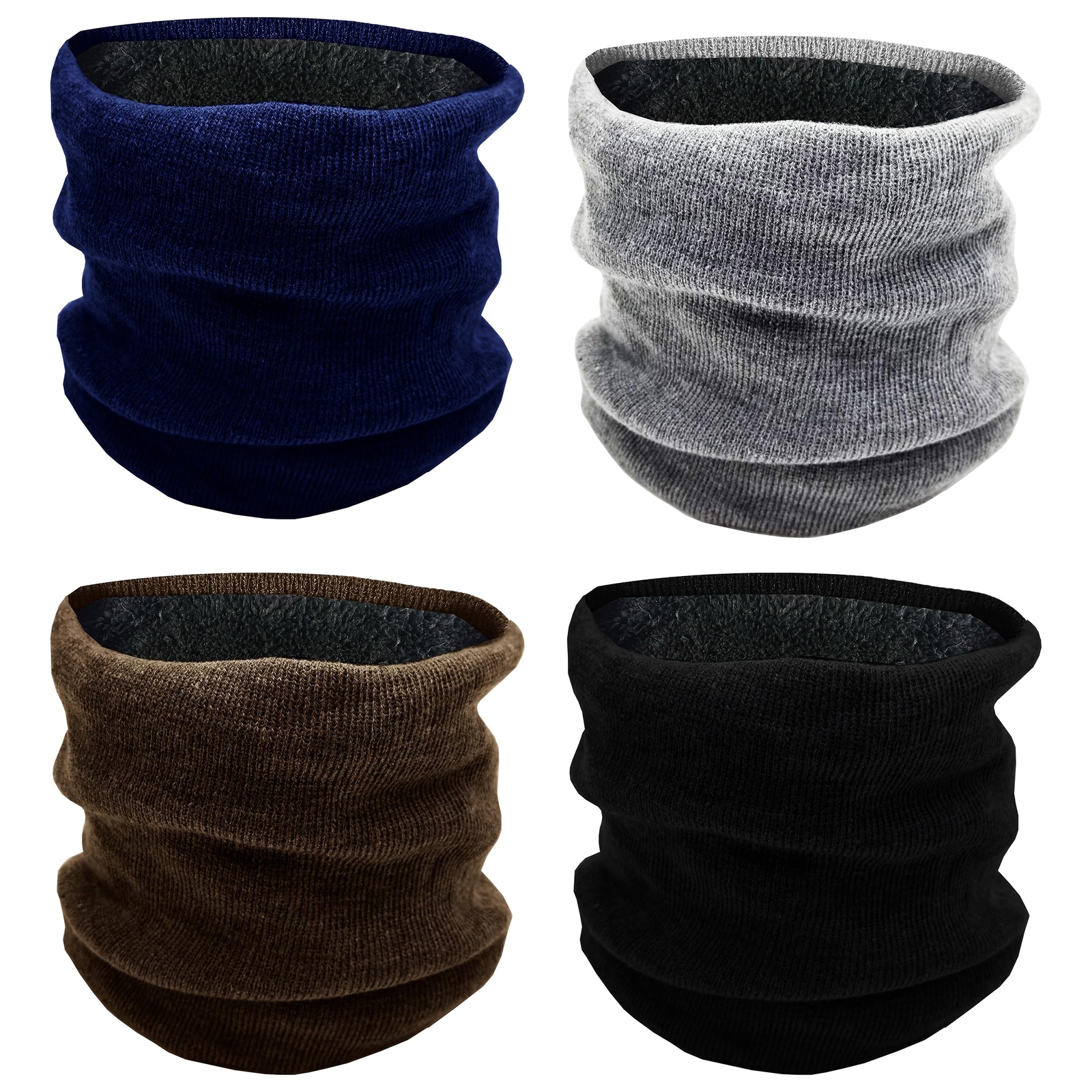 Winter Thermal Neck Gaiter 4 Pack Fleece Lined Interior Face Scarf Tube Wrap ...