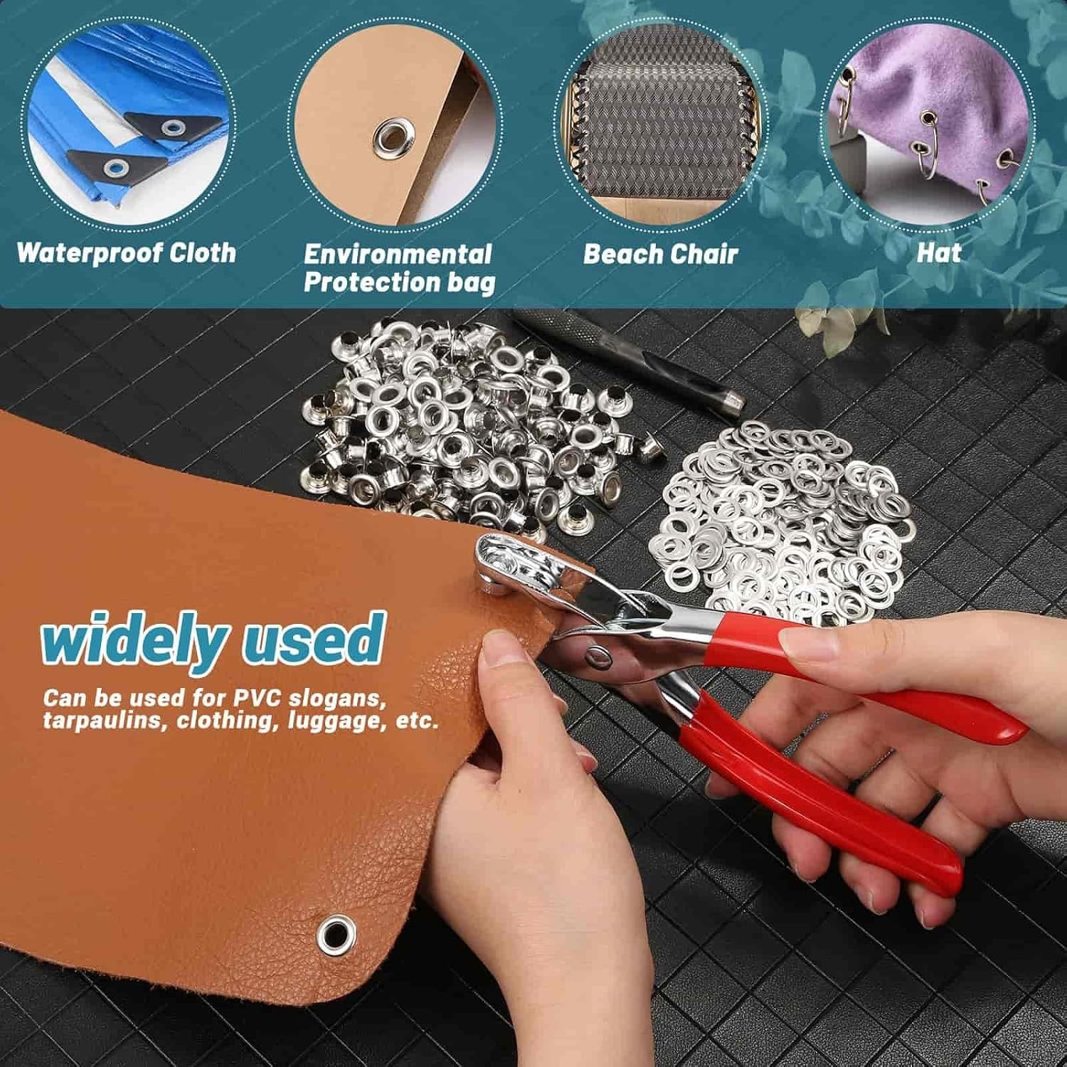 Eyelet & Grommet Tool Kit - 803 Pieces including 400 Eyelets & Washers