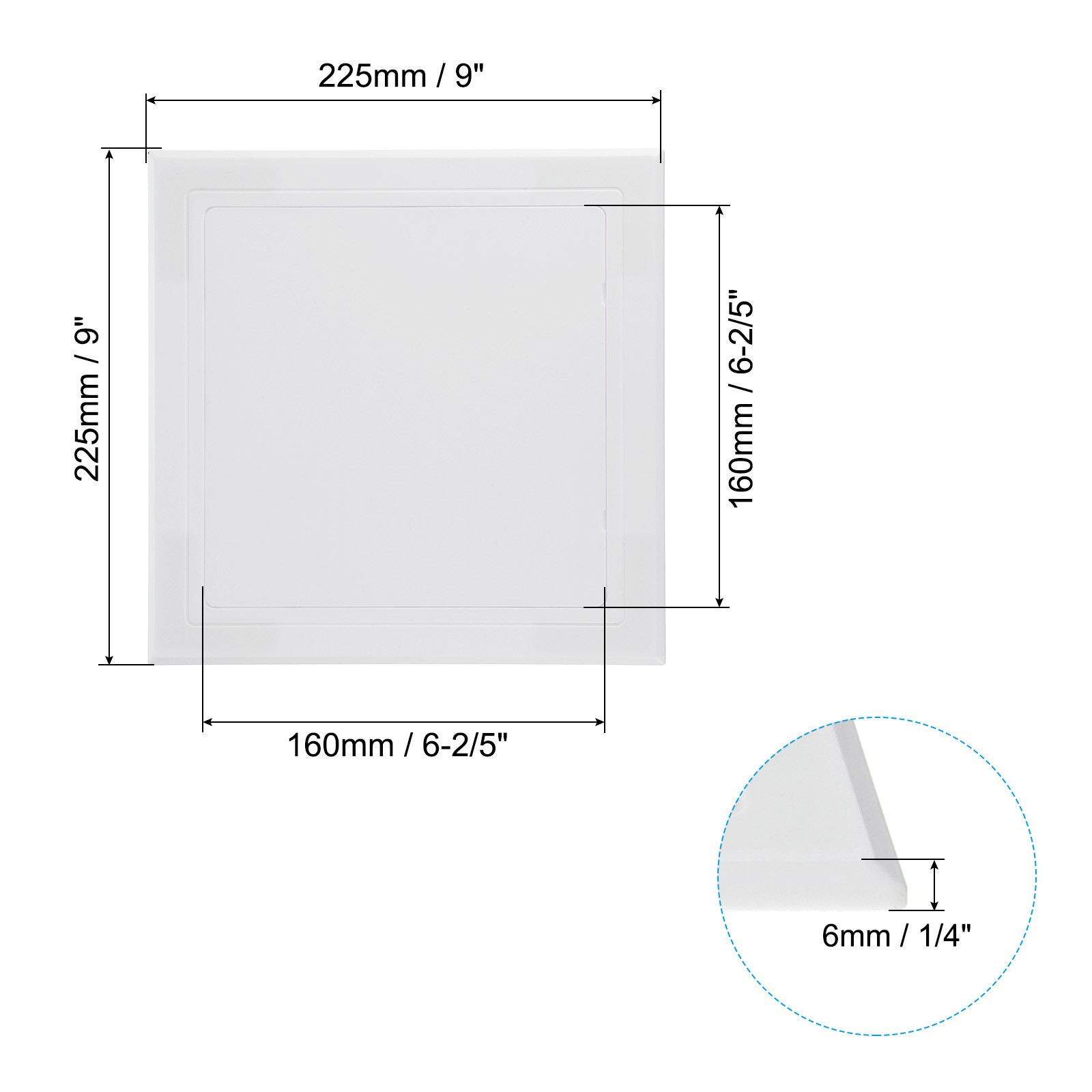 6"x6" Self-Adhesive Access Panel ABS Plumbing Access Doors White 160x160mm