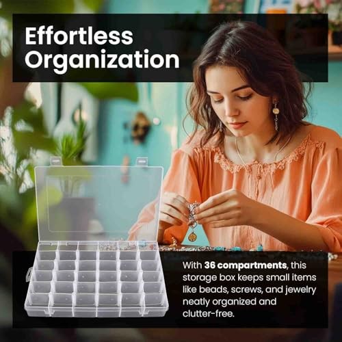 pack 36 Grids Plastic Clear Organizer Box bead Storage Containers with 8